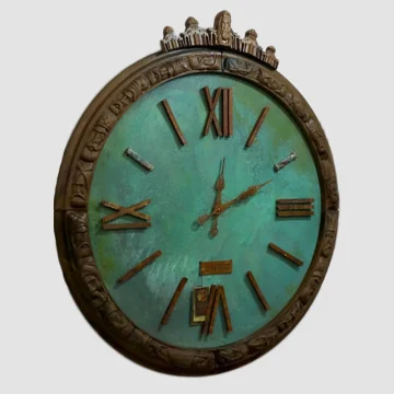 Handmade IronGem Wall Clock – Shafaq Edition with Copper-Bronze Oxide and Agate Inlays