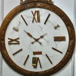 Handmade IronGem106 Wall Clock with White Quartz and Agate Details