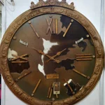 Handmade IronGemHorse Wall Clock with Rusted Iron and Agate Inlays