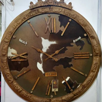 Handmade IronGemHorse Wall Clock with Rusted Iron and Agate Inlays