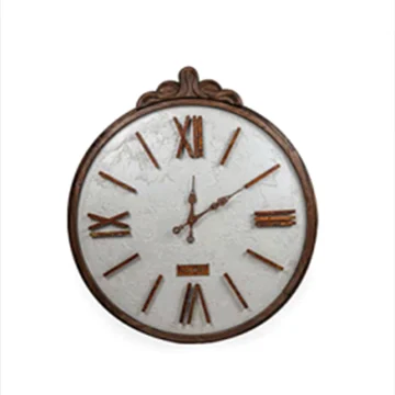 Handmade WhiteWoodenFrame Wall Clock with Quartz Stone and Double Iron Numerals