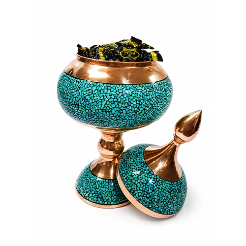 Handmade Turquoise Inlaid Copper Chocolate